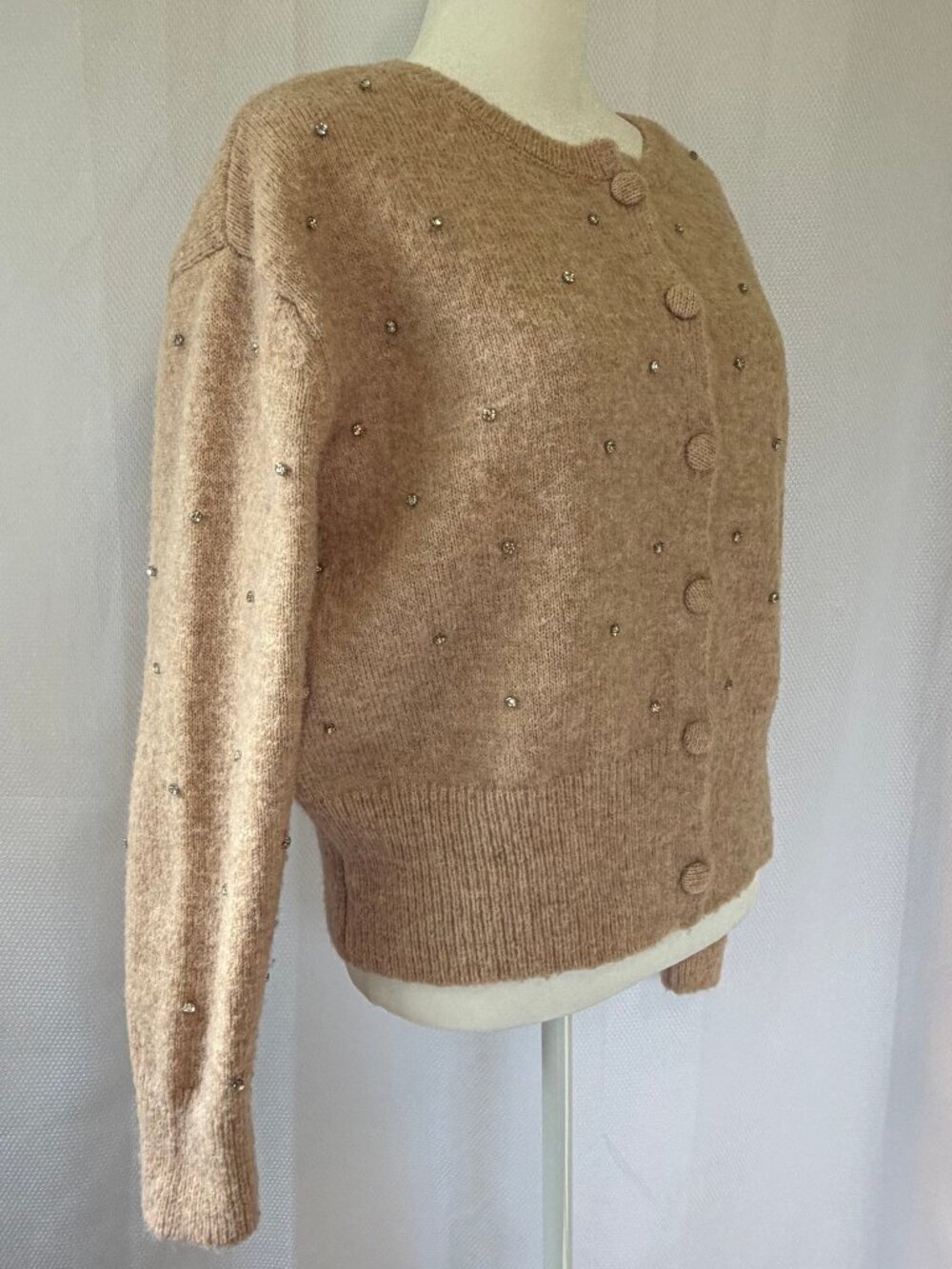Francesca's Adrian Rhinestone-Embellished Fuzzy Knit Cardigan